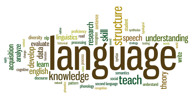 Language and linguistics keywords word cloud